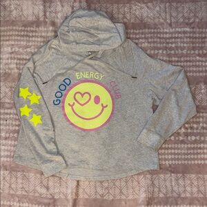 Gray Hoodie with Smiley Face and Stars